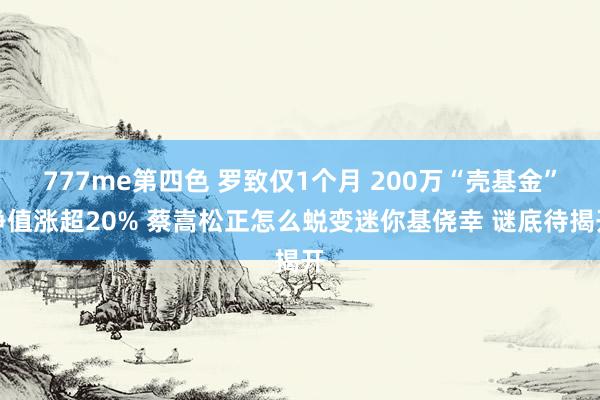 777me第四色 罗致仅1个月 200万“壳基金”净值涨超20% 蔡嵩松正怎么蜕变迷你基侥幸 谜底待揭开