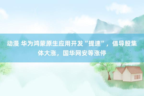 动漫 华为鸿蒙原生应用开发“提速”，倡导股集体大涨，国华网安等涨停