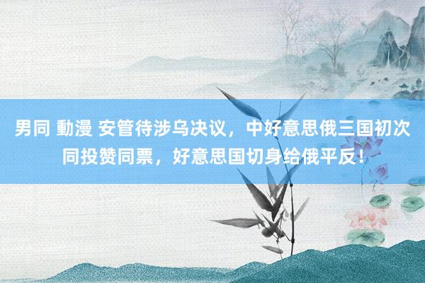 男同 動漫 安管待涉乌决议，中好意思俄三国初次同投赞同票，好意思国切身给俄平反！