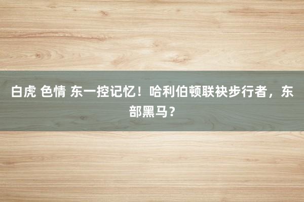 白虎 色情 东一控记忆！哈利伯顿联袂步行者，东部黑马？