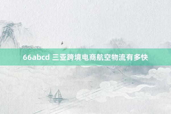 66abcd 三亚跨境电商航空物流有多快