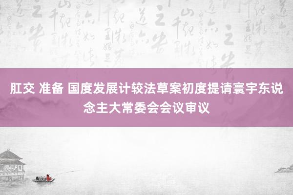 肛交 准备 国度发展计较法草案初度提请寰宇东说念主大常委会会